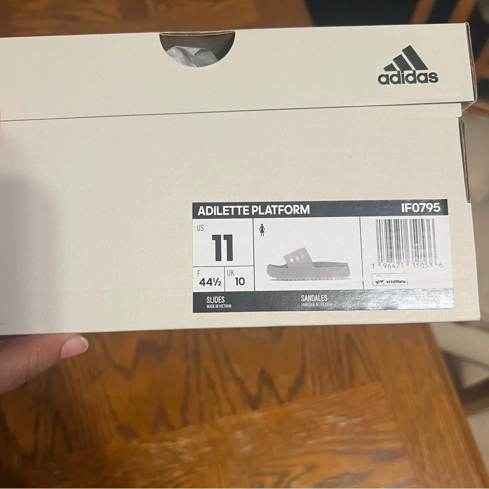 NEW Adidas Women's Adilette Platform Slide Sandals in Gray Silver Sz 11
